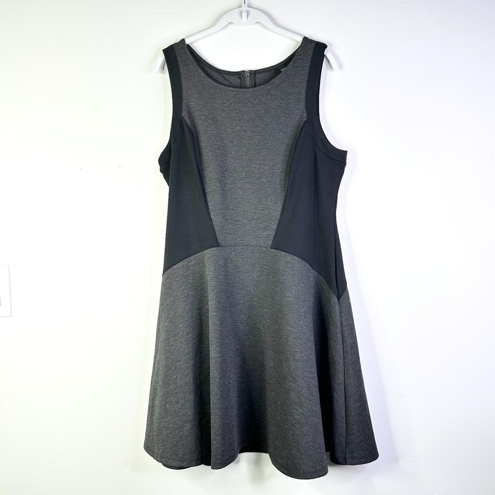 Mossimo Dress Women L Black Gray Mini Skater Bodycon Jersey Tank Indie NWOT‎